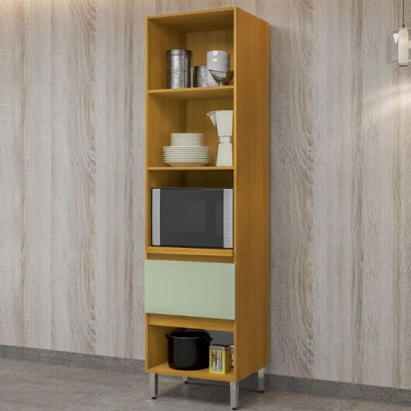 Encontraproduto.com.br - Paneleiro Cristaleira Torre Quente Pilar Cinamomo com Verde Menta