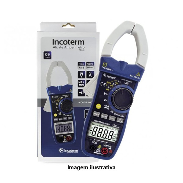 Encontraproduto.com.br - Alicate Amperímetro Digital Corrente AC 6 a 1000A Tensão Frequencia Capacitância Incoterm T-ALI-0030.00