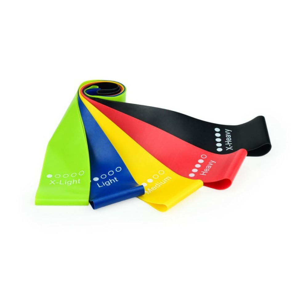 Encontraproduto.com.br - Kit Mini Band 5 Faixas Elásticas de Exercícios Incoterm