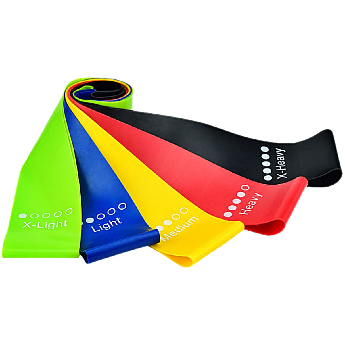 Encontraproduto.com.br - Kit Mini Band 5 Faixas Elásticas de Exercícios Incoterm