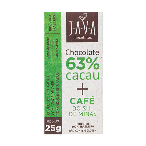 Encontraproduto.com.br - Chocolate 63% com Café 25g - Java Chocolates