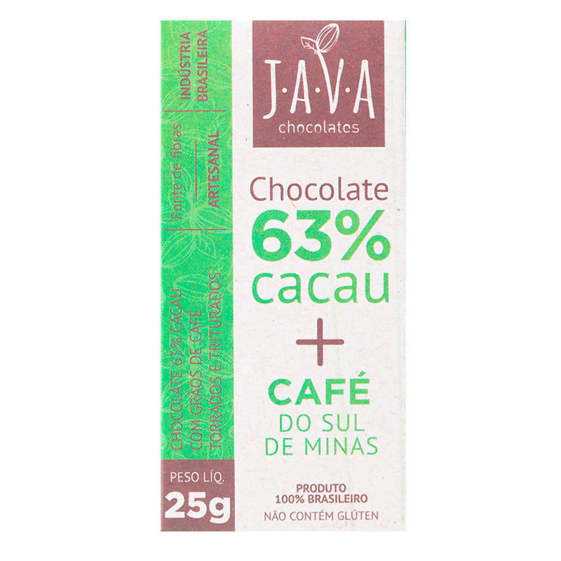 Encontraproduto.com.br - Chocolate 63% com Café 25g - Java Chocolates