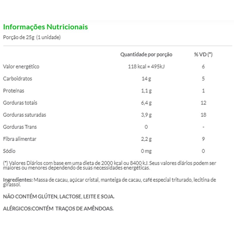 Encontraproduto.com.br - Chocolate 63% com Café 25g - Java Chocolates