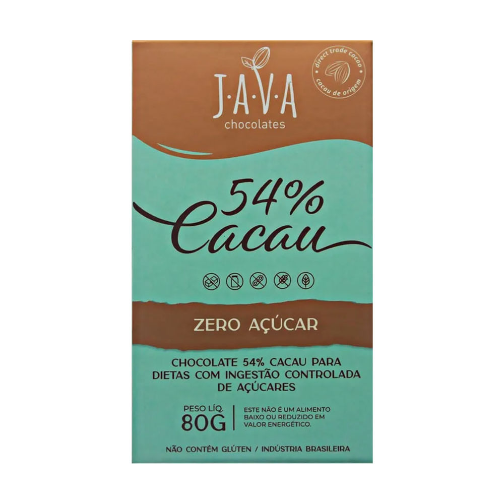 Encontraproduto.com.br - Chocolate 54% Cacau Sem Açúcar Java 80g