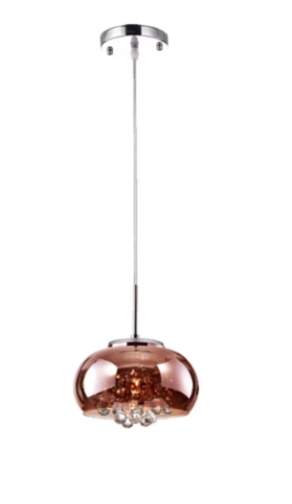 Encontraproduto.com.br - PONTA DE ESTOQUE | Pendente Soho Cromado E Transparente E Cobre 1xG9 25w