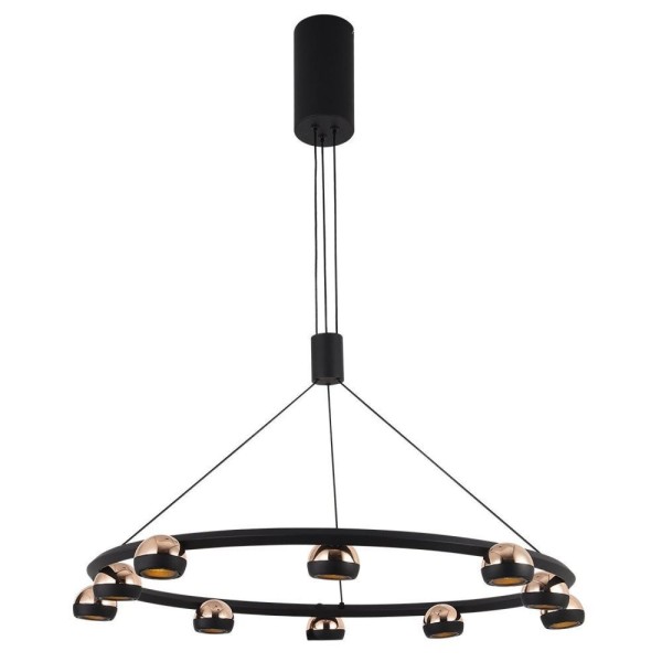 Pendente Led 10x5w 3000k 2400lm Oto Bella Iluminação Preto