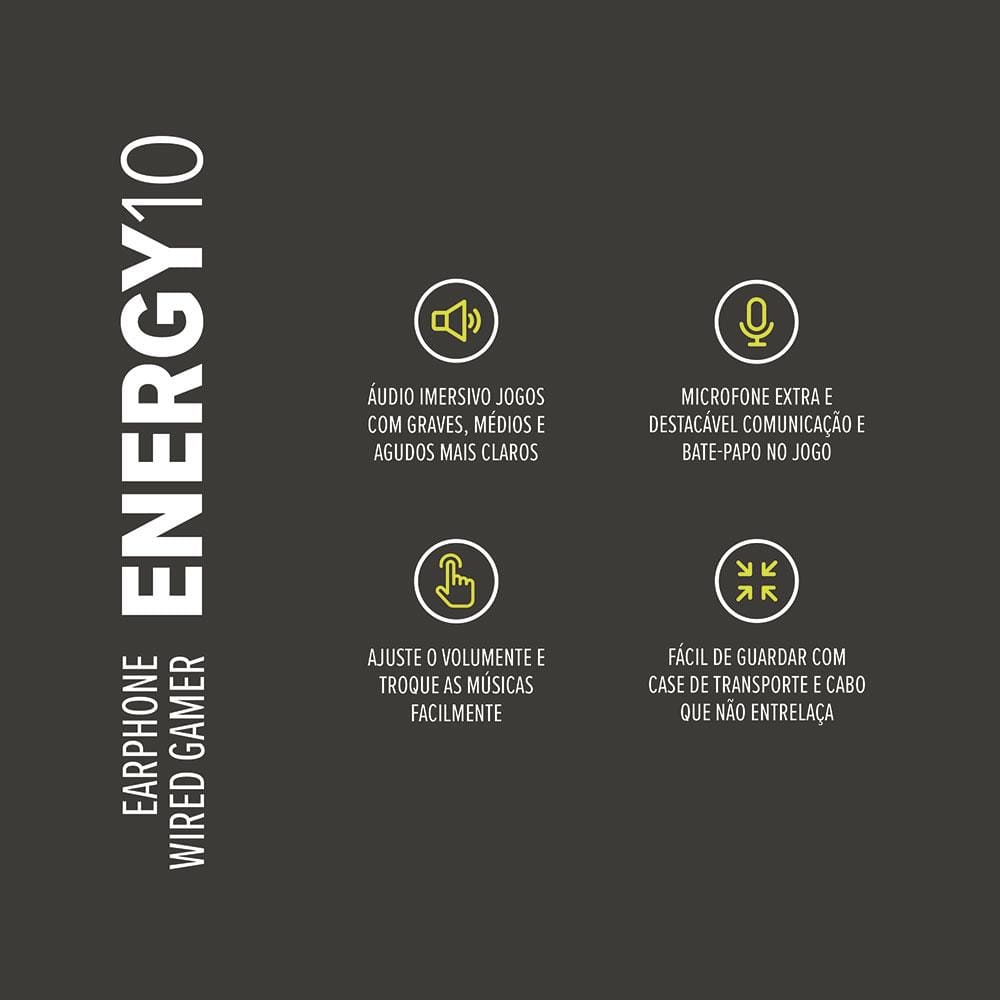 Encontraproduto.com.br - Fone de Ouvido Intra-Auricular Gamer WAAW By Alok Energy 10EWG com Microfone Integrado