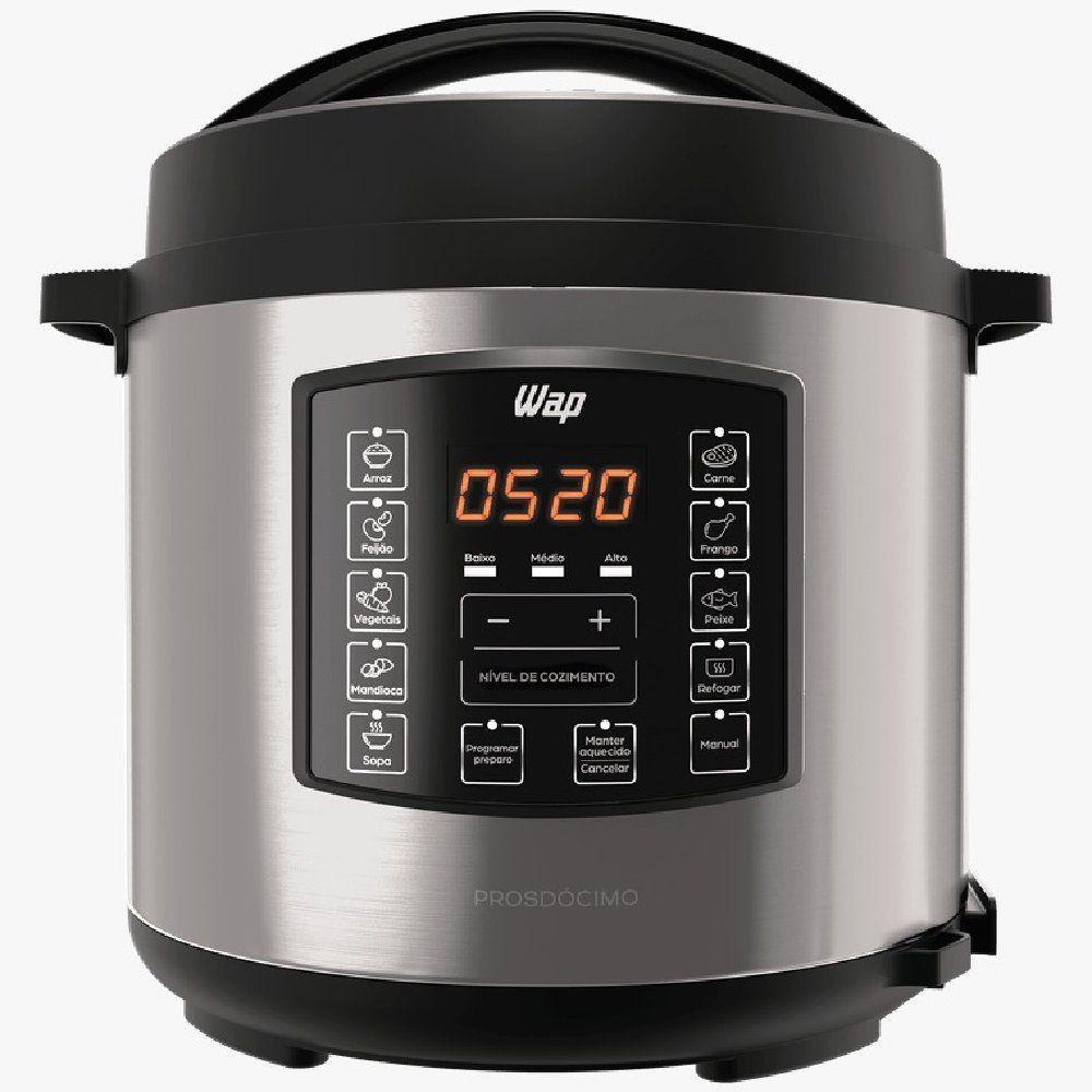 Encontraproduto.com.br - Panela Elétrica de Pressão Wap Preto e Inox 6L 110V WPPE1