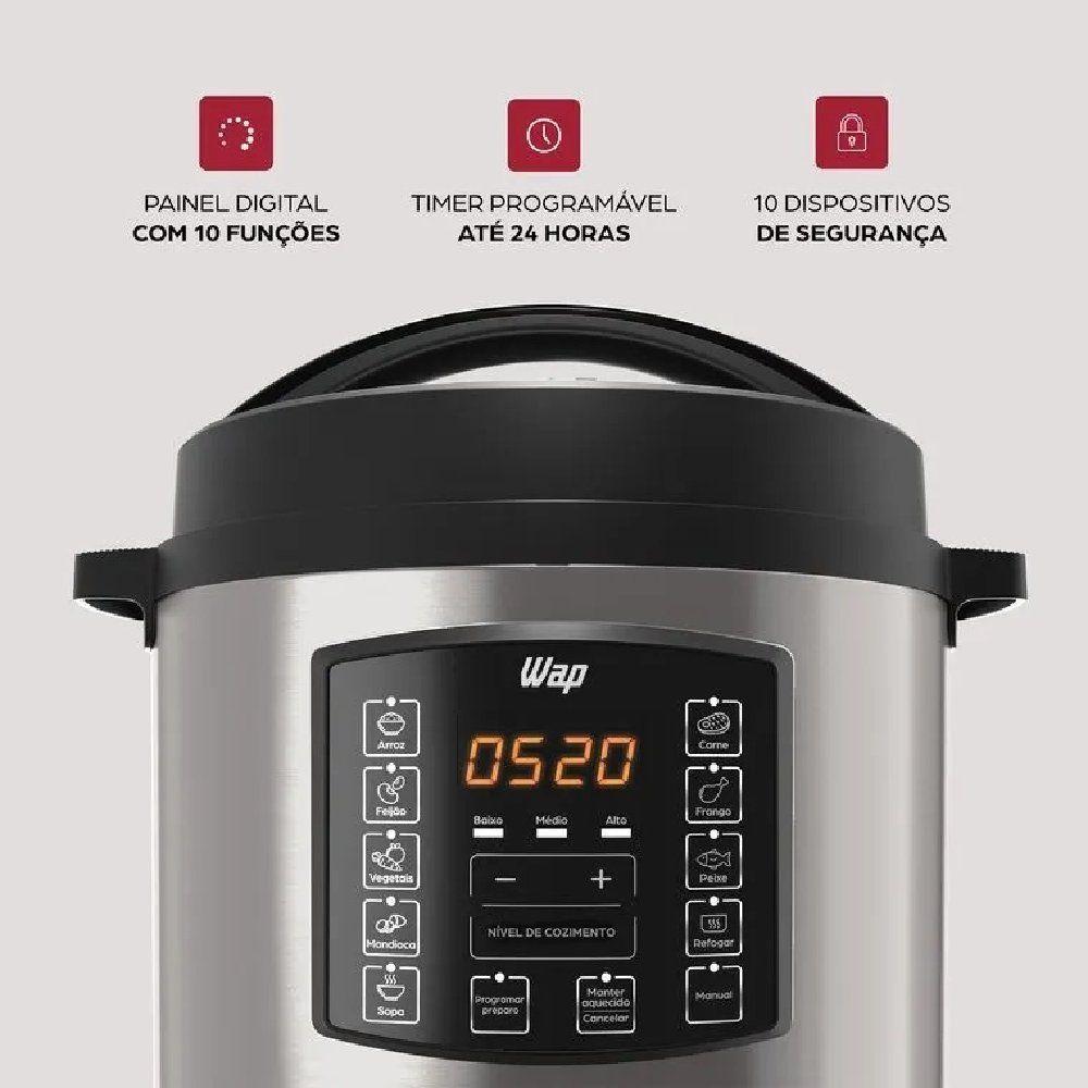 Encontraproduto.com.br - Panela Elétrica de Pressão Wap Preto e Inox 6L 110V WPPE1