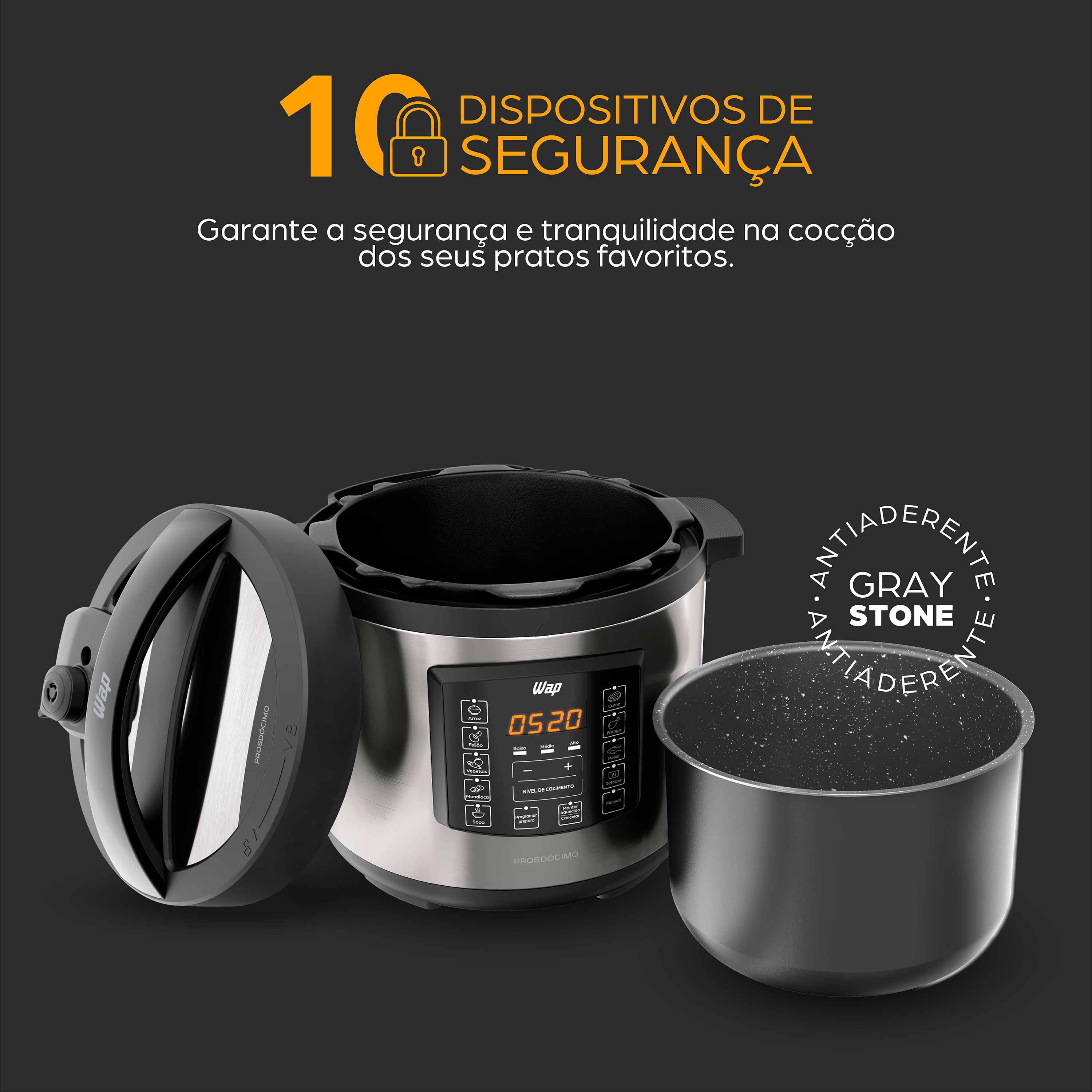 Encontraproduto.com.br - Panela Elétrica de Pressão Wap Preto e Inox 6L 110V WPPE1