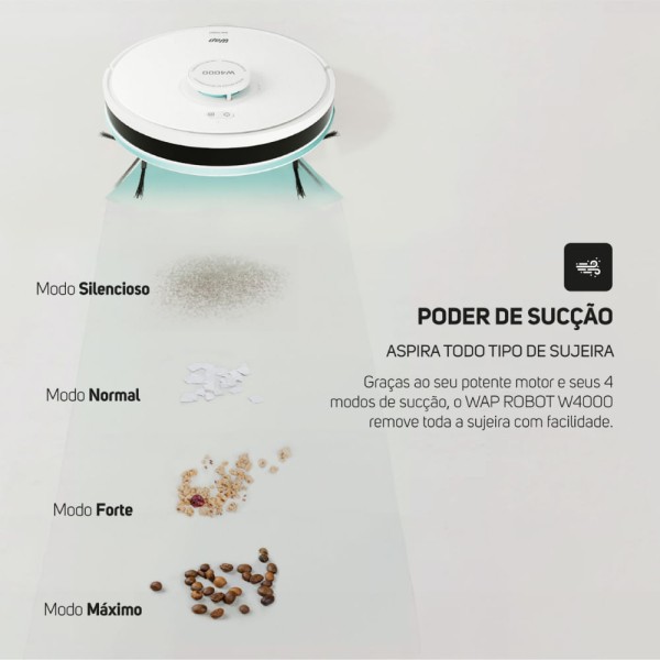 Encontraproduto.com.br - Robô Aspirador de Pó WAP ROBOT W4000 Varre e Passa Pano