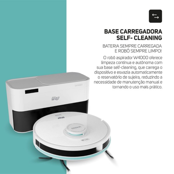 Encontraproduto.com.br - Robô Aspirador de Pó WAP ROBOT W4000 Varre e Passa Pano