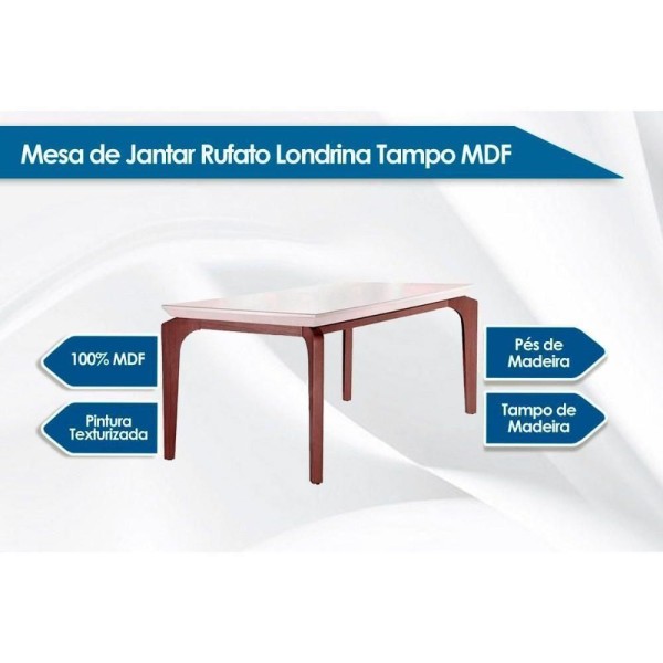 Encontraproduto.com.br - Sala De Jantar Completa Londrina C- Tampo Madeirado Canto Reto 180x90cm E 6 Cadeiras Amsterdã Imbuia-capuccino-suede Capuccino - Rufato
