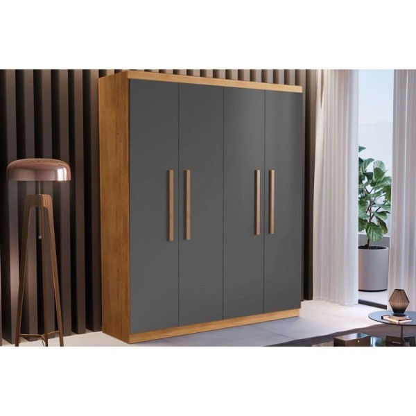 Encontraproduto.com.br - Guarda Roupa Solteiro 4 Portas E 2 Gavetas Espanha Imbuia-grafite - Rufato