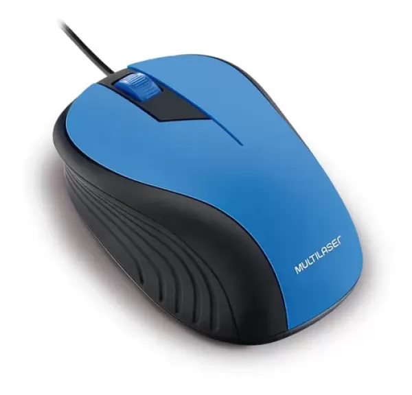 Mouse Emborrachado Com Fio Usb Azul E Preto Multilaser  - MO226