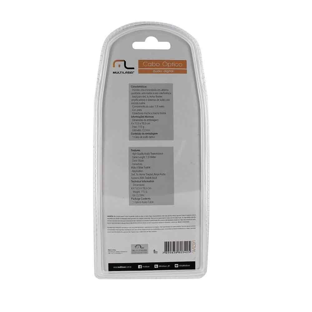 Encontraproduto.com.br - Cabo Óptico Áudio Digital Toslink 2 Metros 4mm Premium Quality