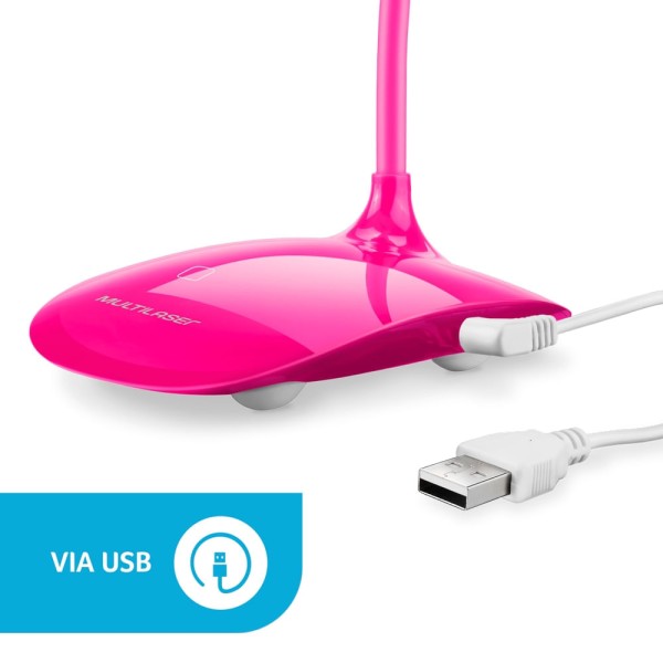 Encontraproduto.com.br - Luminária Led Usb 3 Níveis De Luz Rosa Multilaser - AC273