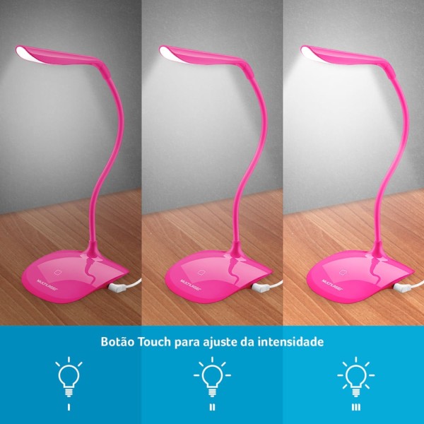 Encontraproduto.com.br - Luminária Led Usb 3 Níveis De Luz Rosa Multilaser - AC273
