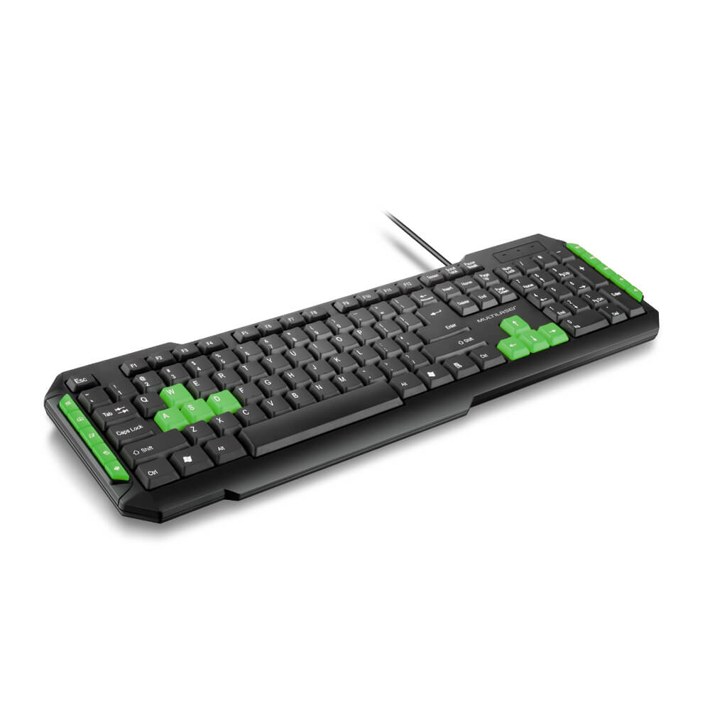 Encontraproduto.com.br - Teclado Gamer Com Hotkeys Multimidia Preto/Verde Multilaser - TC201