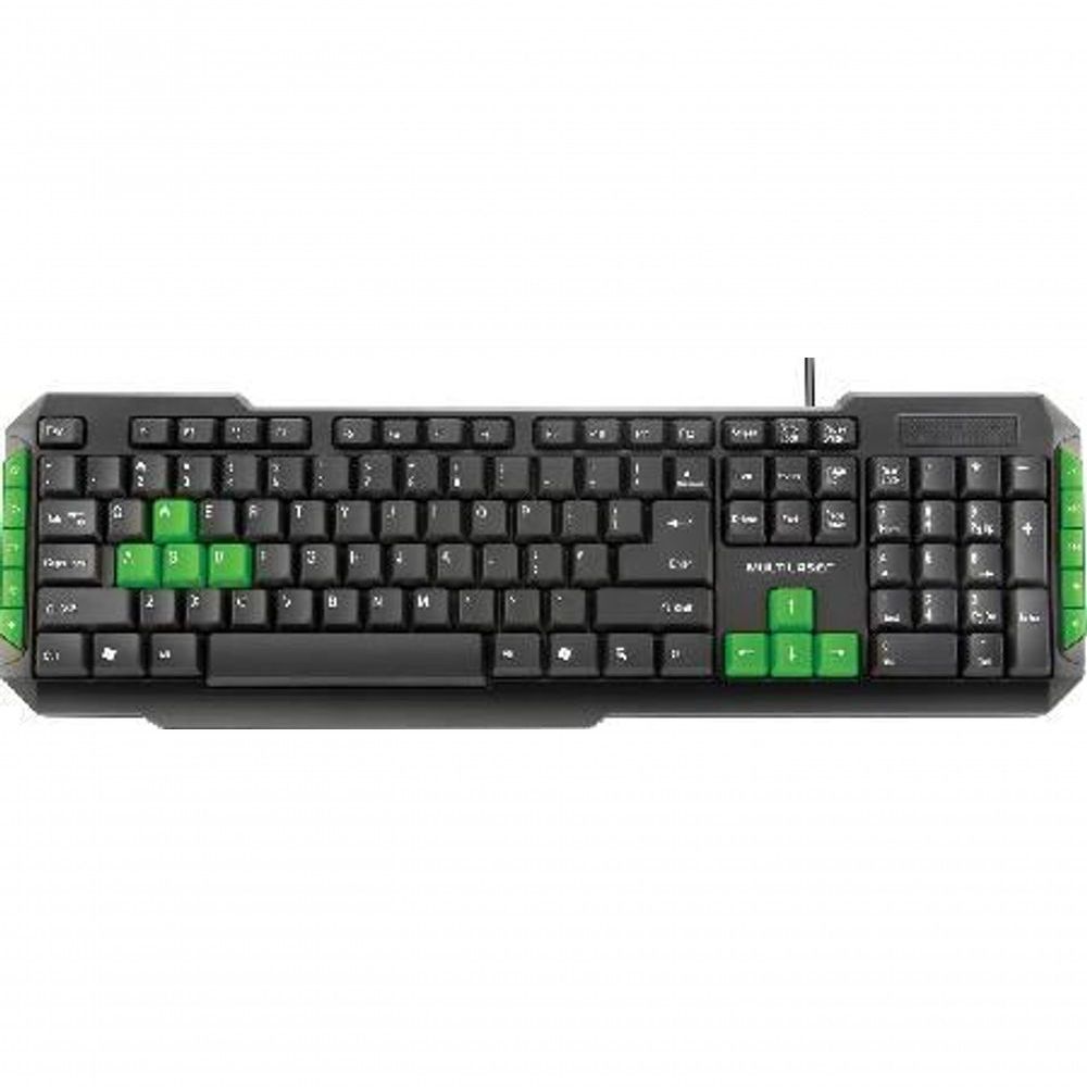 Encontraproduto.com.br - Teclado Gamer Com Hotkeys Multimidia Preto/Verde Multilaser - TC201