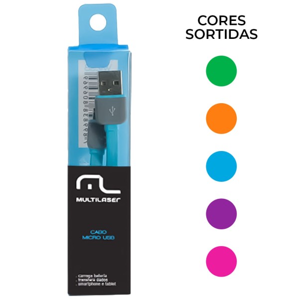 Encontraproduto.com.br - Cabo USB 2.0 e Micro USB de 5 Pinos Azul Multilaser WI298A