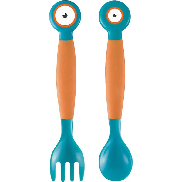 Kit Garfo e Colher Flexível BB247 Multikids Laranja Sortido