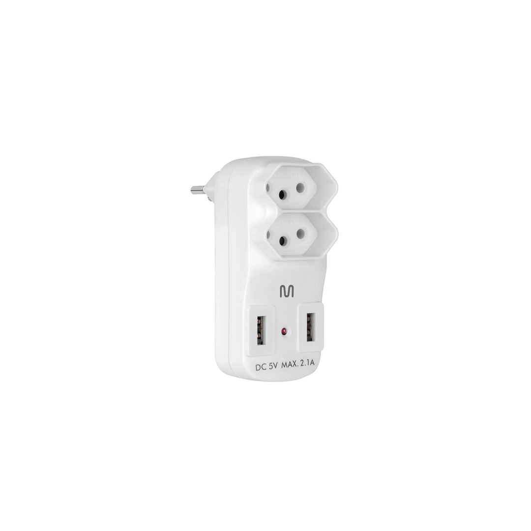 Encontraproduto.com.br - Adaptador de Tomada Multilaser 2 Saídas e 2 USB - WI331