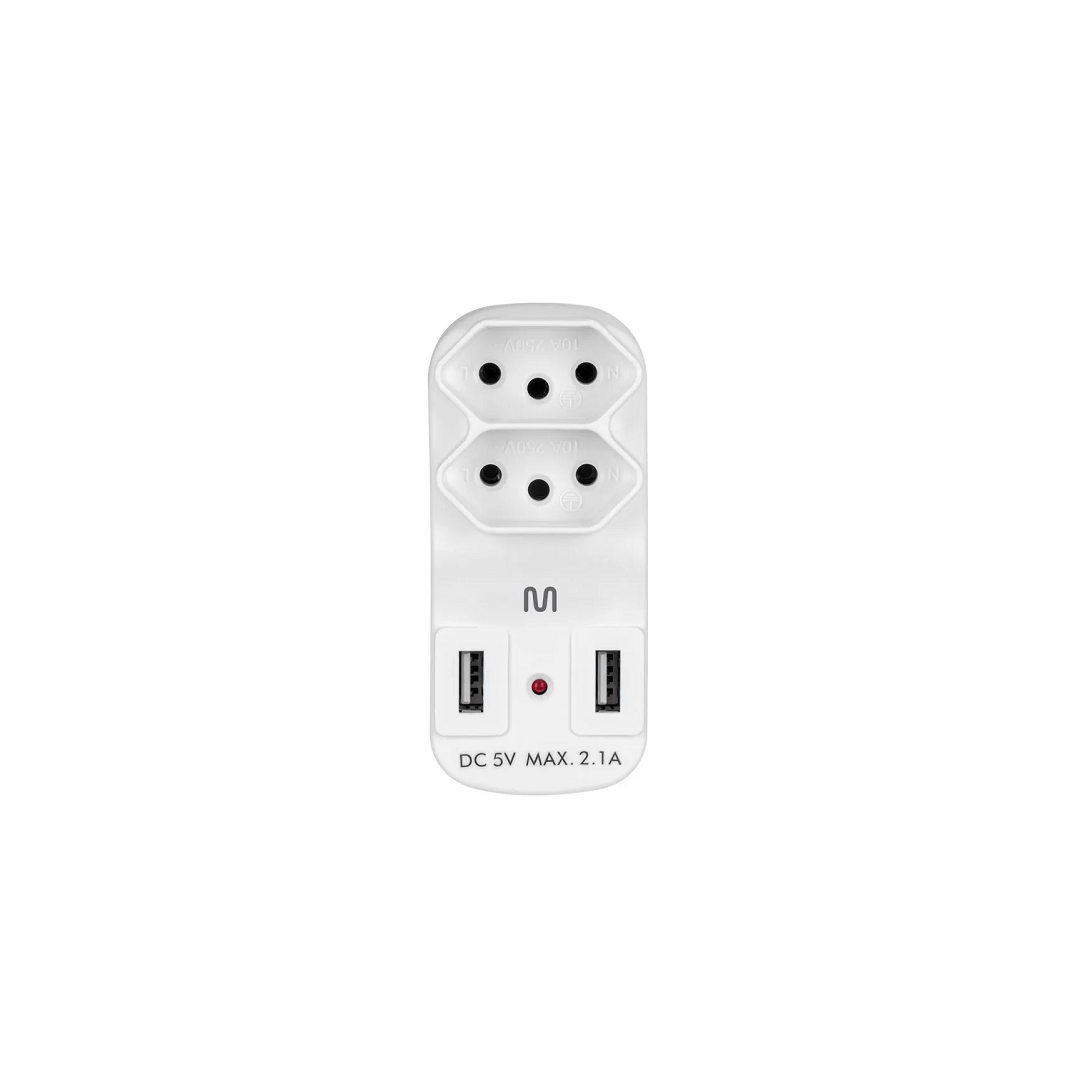 Encontraproduto.com.br - Adaptador de Tomada Multilaser 2 Saídas e 2 USB - WI331