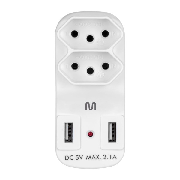 Encontraproduto.com.br - Adaptador de Tomada Multilaser 2 Saídas e 2 USB - WI331