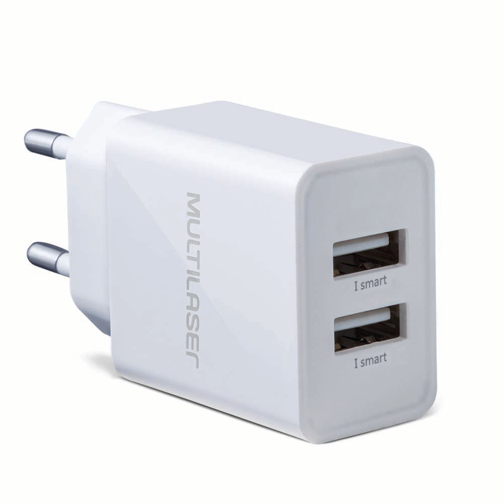 Encontraproduto.com.br - Carregador De Parede Concept 2 Portas Usb I - Smart Branco Multilaser - CB118