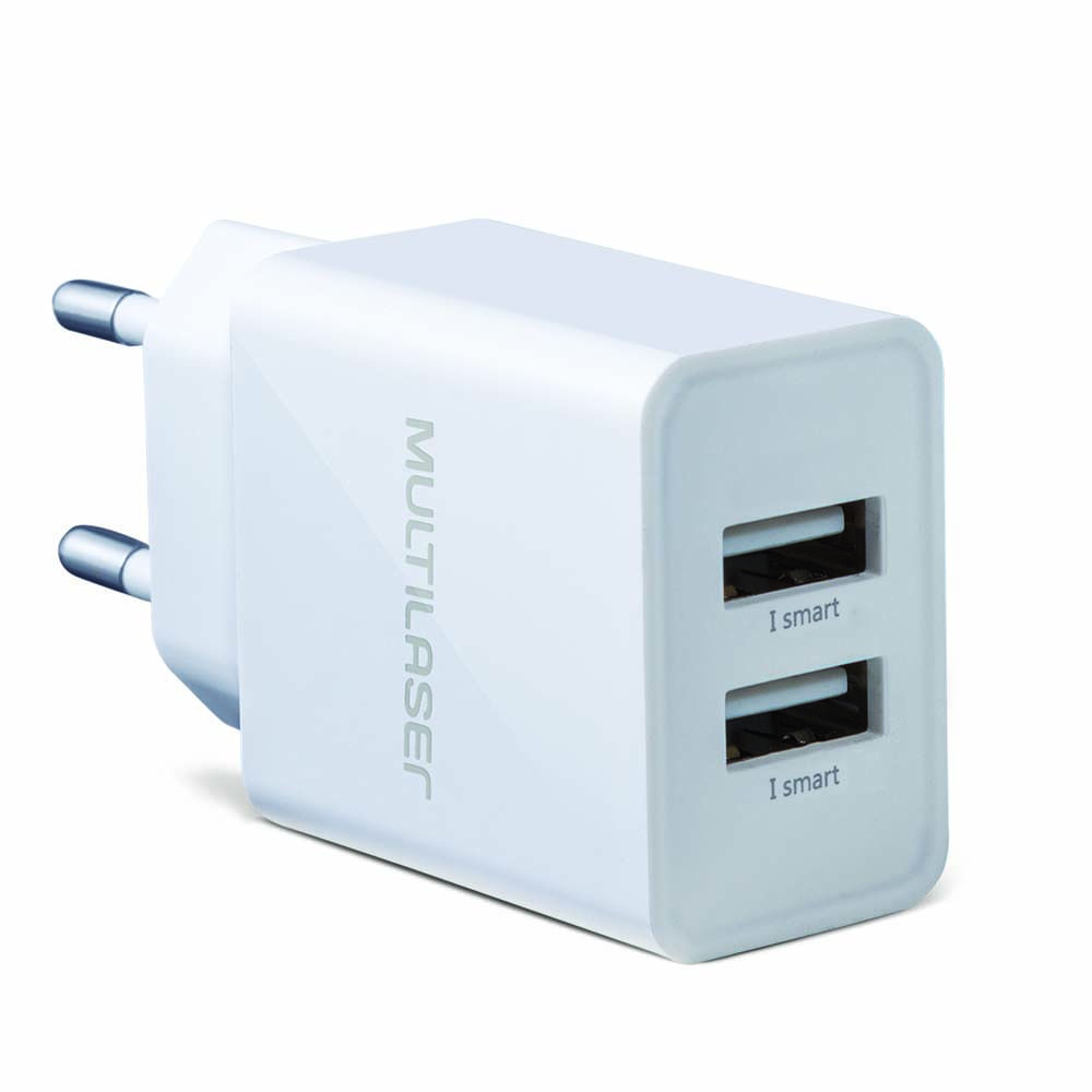 Encontraproduto.com.br - Carregador De Parede Concept 2 Portas Usb I - Smart Branco Multilaser - CB118