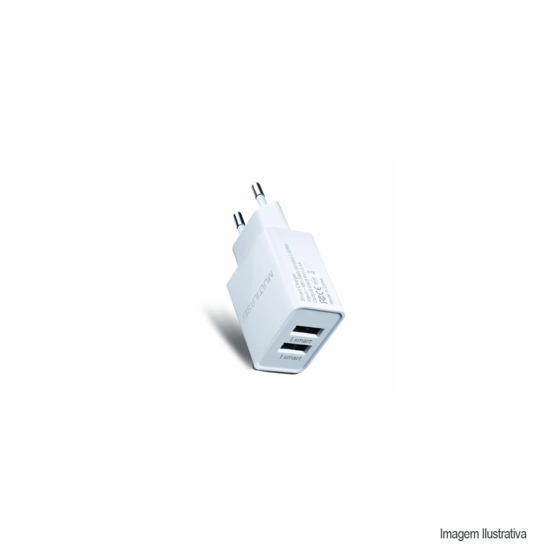 Encontraproduto.com.br - Carregador De Parede Concept 2 Portas Usb I - Smart Branco Multilaser - CB118