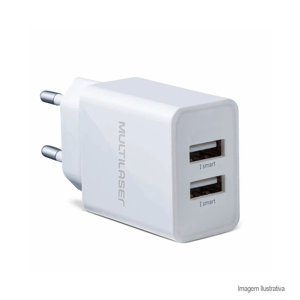 Encontraproduto.com.br - Carregador De Parede Concept 2 Portas Usb I - Smart Branco Multilaser - CB118