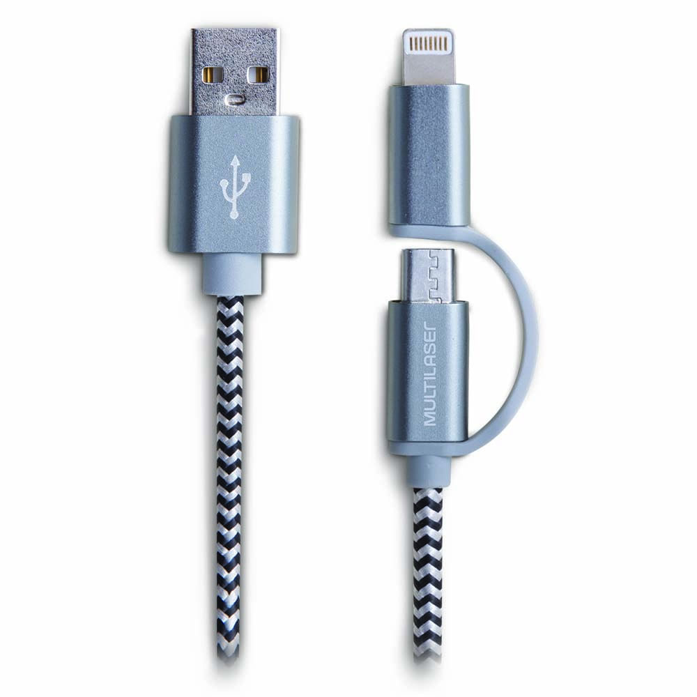 Encontraproduto.com.br - Cabo Micro USB para Android e Iphone (5 ou superior) WI342 1,5m Cinza Multilaser