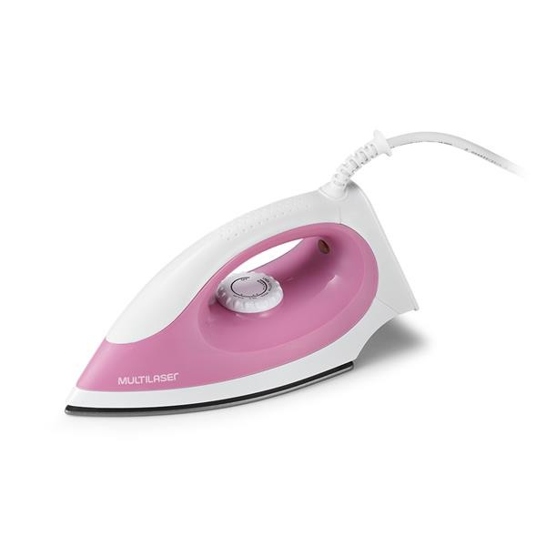 Encontraproduto.com.br - Ferro de Passar Roupa a Seco Multilaser 220V 1200W LED Branco/Rosa - HO017