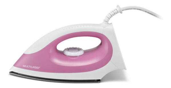Encontraproduto.com.br - Ferro de Passar Roupa a Seco Multilaser 220V 1200W LED Branco/Rosa - HO017