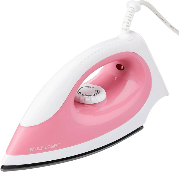 Encontraproduto.com.br - Ferro de Passar Roupa a Seco Multilaser 220V 1200W LED Branco/Rosa - HO017