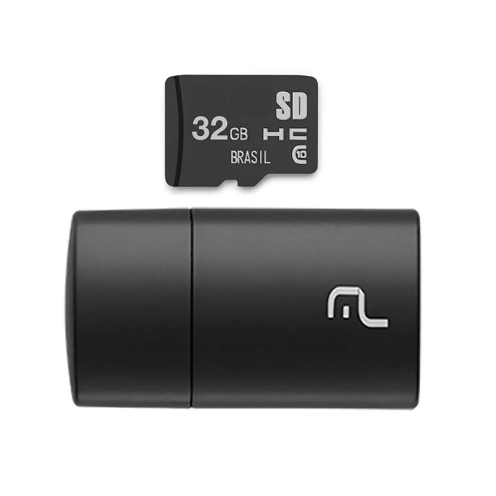 Encontraproduto.com.br - Pen Drive 2 em 1 Leitor USB + Cartão de Memória 32GB MC163 Multilaser