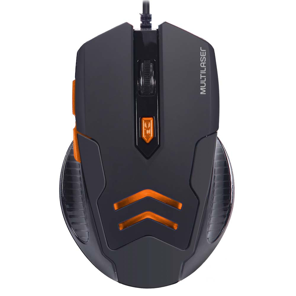 Encontraproduto.com.br - Mouse Gamer Multilaser 3200DPI 6 Botões Preto/Laranja com Mouse Pad - MO274