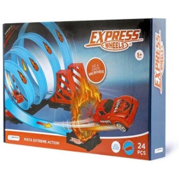 Pista de Corrida Extreme Action com 4 Loop e Carrinho Multikids - BR1019