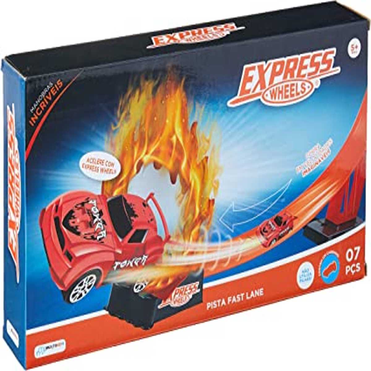 Encontraproduto.com.br - Pista de Corrida Fast Lane Express Wheels com 1 Carrinho Multikids - BR1020