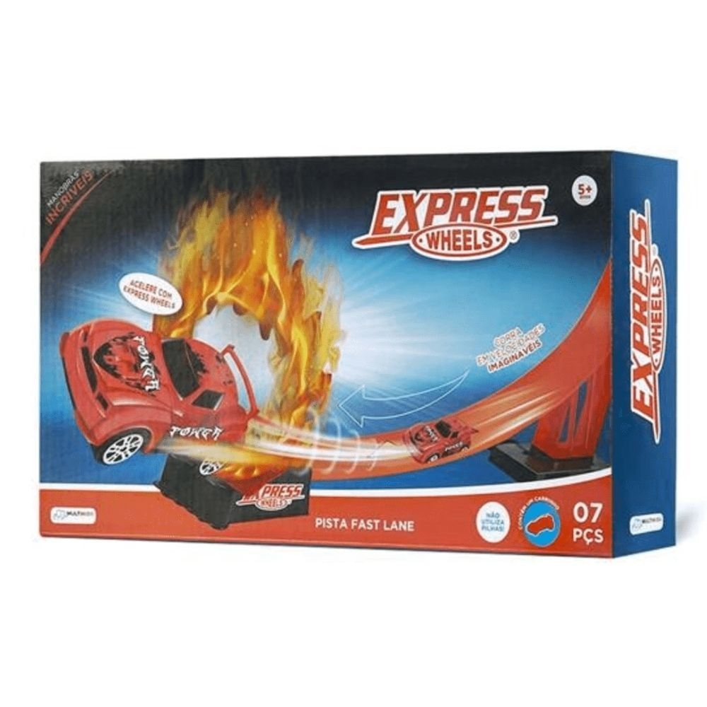 Encontraproduto.com.br - Pista de Corrida Fast Lane Express Wheels com 1 Carrinho Multikids - BR1020