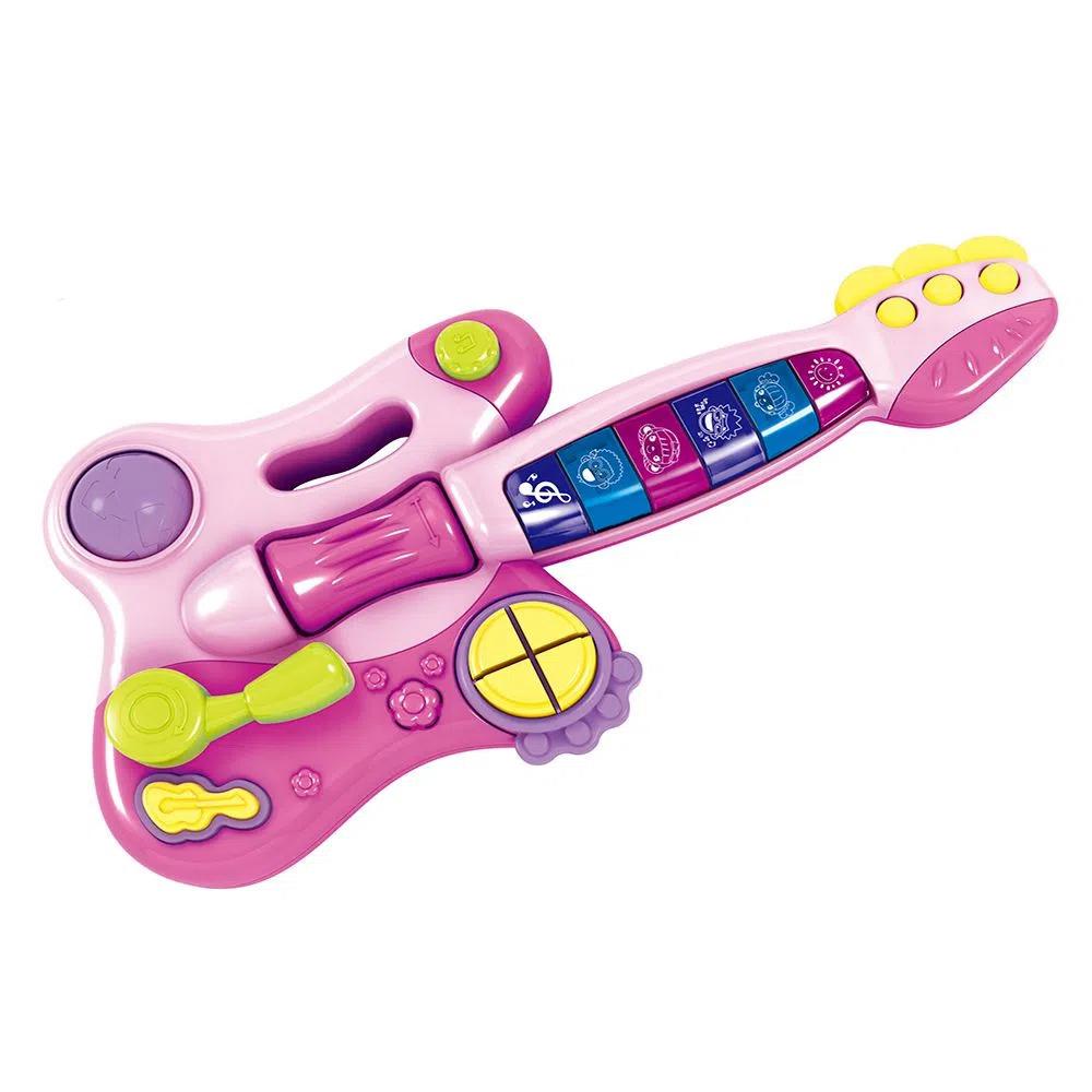 Encontraproduto.com.br - Minha Primeira Guitarra Elétrica Com Som e Partes Interativas Indicado para +18 Meses Rosa MultikidsBaby - BR1091
