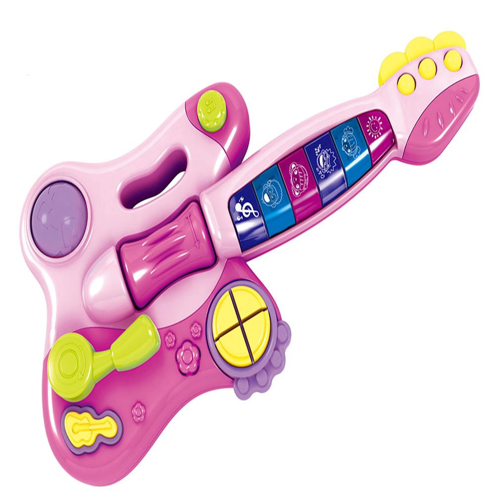 Encontraproduto.com.br - Minha Primeira Guitarra Elétrica Com Som e Partes Interativas Indicado para +18 Meses Rosa MultikidsBaby - BR1091
