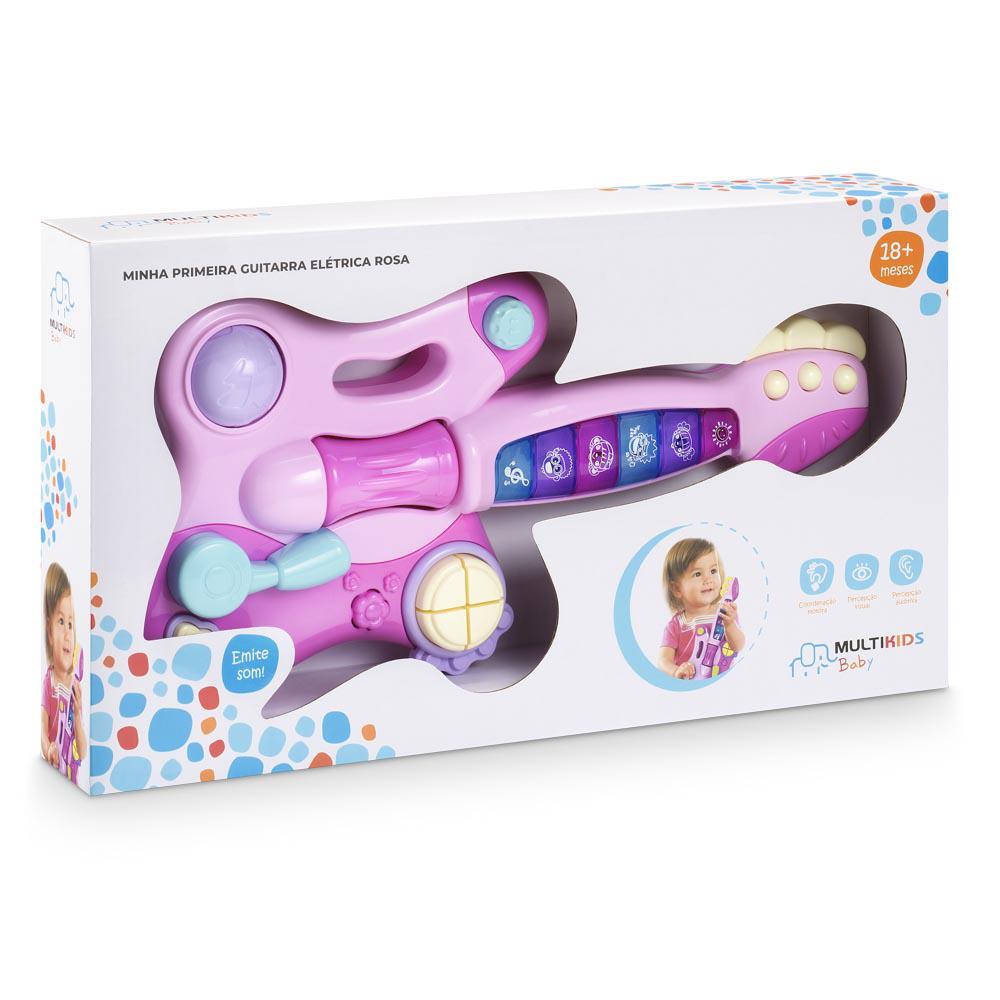 Encontraproduto.com.br - Minha Primeira Guitarra Elétrica Com Som e Partes Interativas Indicado para +18 Meses Rosa MultikidsBaby - BR1091