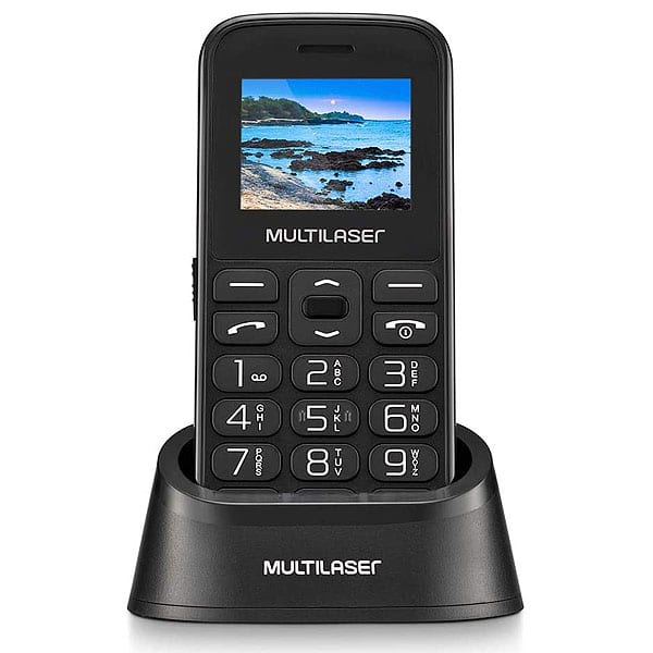 Encontraproduto.com.br - Celular Vita com Base Tela 1.8 Pol. Dual Chip 2G USB Bluetooth Preto - P9121