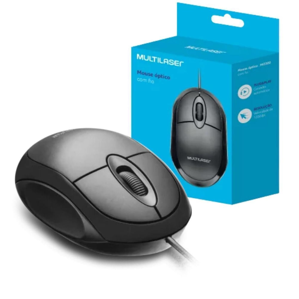 Mouse com Fio USB MO300 Multilaser