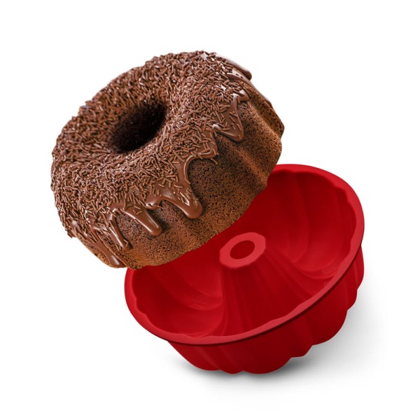 Encontraproduto.com.br - Forma de Silicone Redonda Vazada Vermelha UP Home - UD170