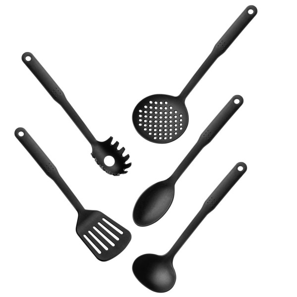 Encontraproduto.com.br - Kit 5 Peças Nylon Colher Arroz Concha Escumadeira Up Ud214
