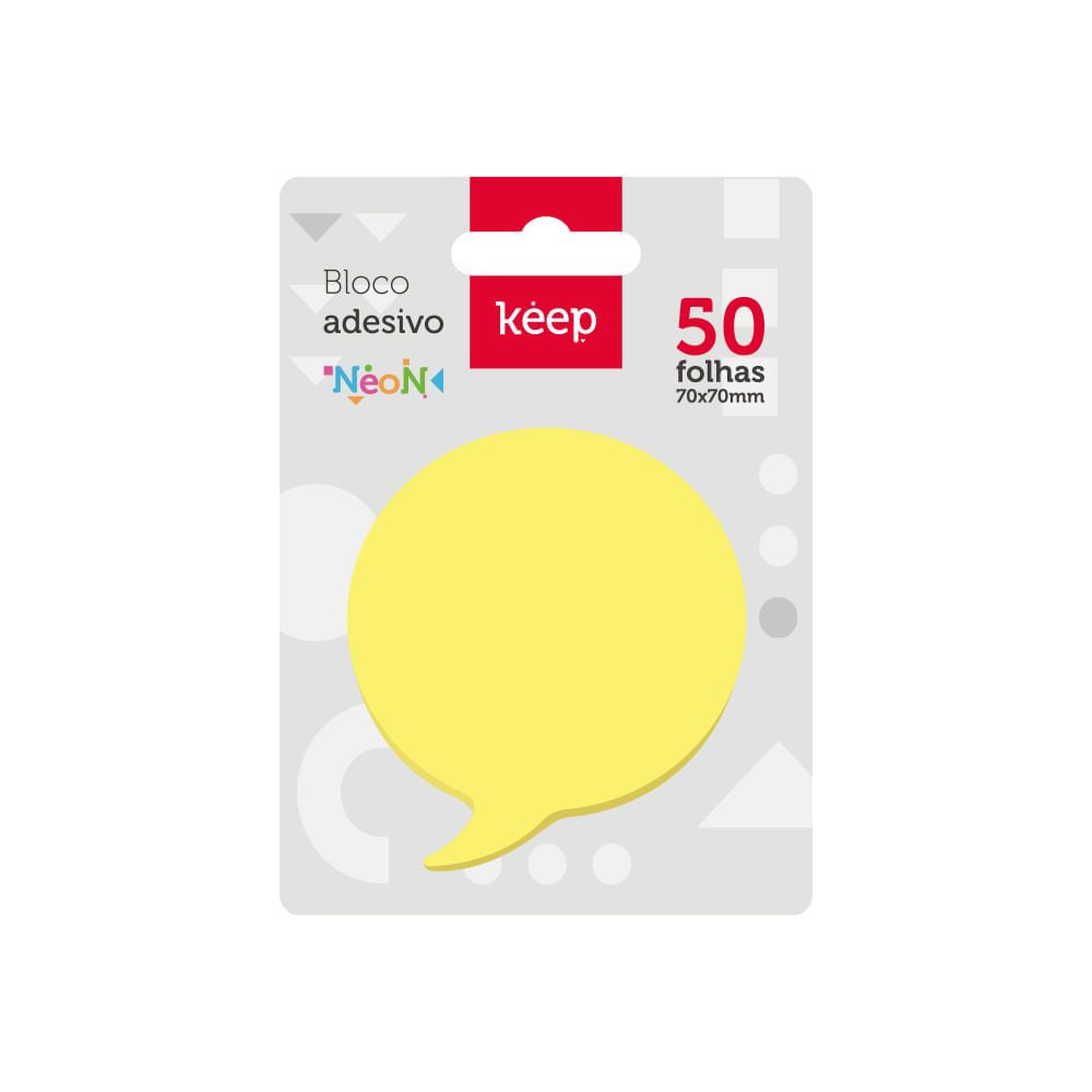 Encontraproduto.com.br - Bloco Adesivo Balloon 70x70mm Amarelo Neon 50 Folhas Keep - EI025 EI025